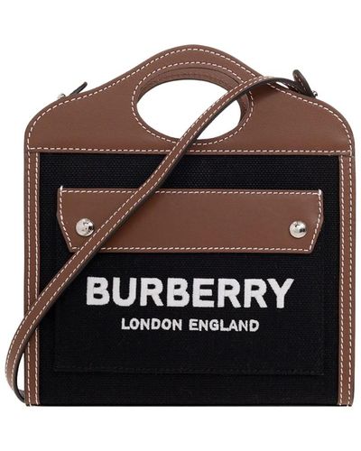 Burberry Sac Cabas En Toile Avec Poche - Noir