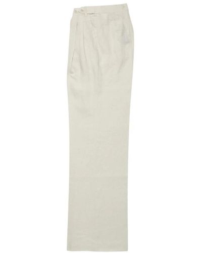 Brooks Brothers Linen pleated wide leg pants - Blanco