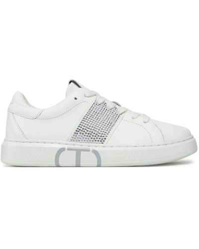 Twin Set Sneakers con strass e oval t - Bianco