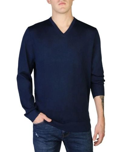 Calvin Klein Maglione uomo a maniche lunghe con scollo a v in lana - Blu