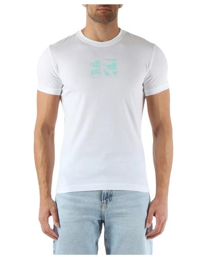 Calvin Klein Baumwoll-t-shirt mit frontlogo-druck - Blau