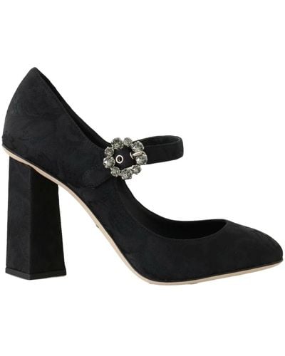 Dolce & Gabbana Schwarze brokat high heels mary jane schuhe