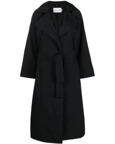 Calvin Klein Belted Coats - Black