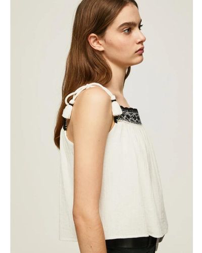 Pepe Jeans Sleeveless Tops - Natural