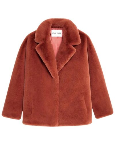 Stand Studio Faux Fur & Shearling Jackets - Red