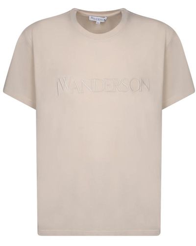JW Anderson Besticktes logo baumwoll t-shirt - Natur