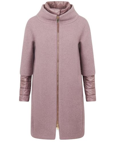 Herno Cappotto rosa in lana con puffer rimovibile - Viola