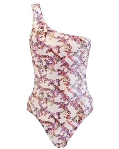 Vivienne Westwood Orb print one-shoulder swimsuit - Rosa