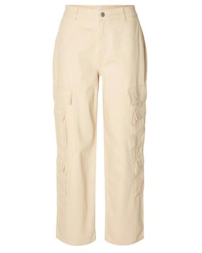 SELECTED Cropped trousers - Natur