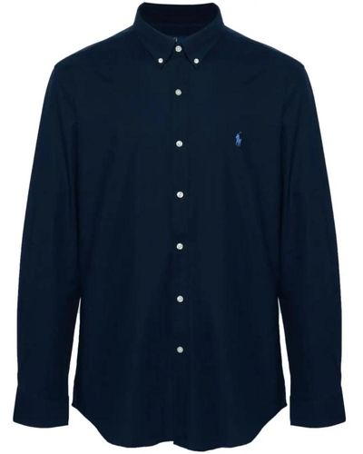 Ralph Lauren Camicia polo blu con ricamo del pony