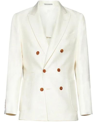 Brunello Cucinelli Double-Breasted Coats - White
