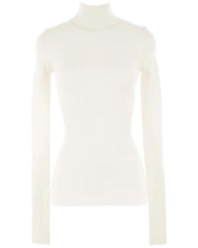 Bottega Veneta Ivory wollpullover mit hohem kragen und gerippten kanten - Weiß