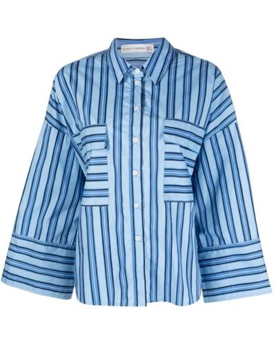 Faithfull The Brand Camisa a rayas de algodón orgánico - Azul