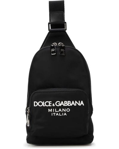 Dolce & Gabbana Schwarzer nylon-schulterrucksack mit logo