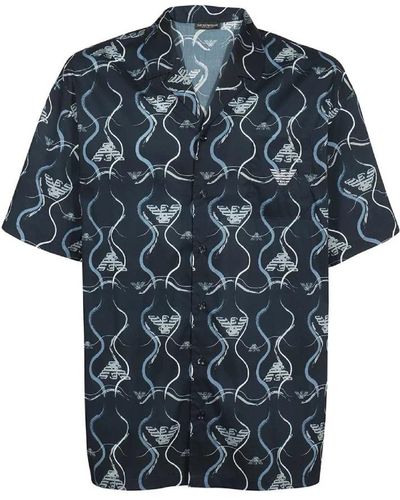 Emporio Armani Short Sleeve Shirts - Blue