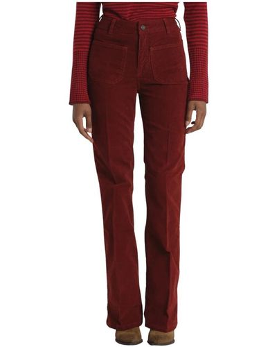 Vanessa Bruno Pantaloni marroni in velluto con tasche - Rosso