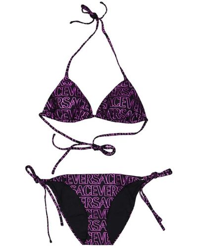 Versace Verstellbares bikini-oberteil im dreiecksstil - Lila