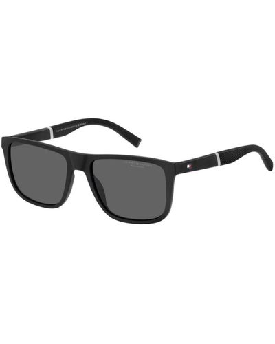 Tommy Hilfiger Matt schwarze sonnenbrille mit grauen polarisierten gläsern