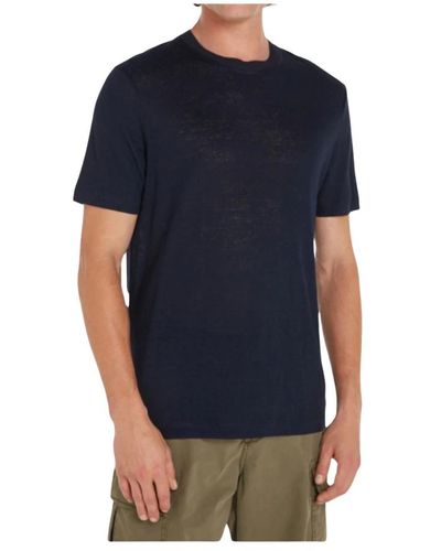 Tommy Hilfiger Leinen t-shirt mit kurzen ärmeln - Blau