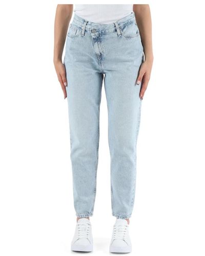 Calvin Klein Mom fit jeans mit dezentralisierter verschluss - Blau