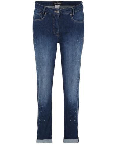 Doris Streich Slim-fit jeans mit strass- und glitzer-details - Blau