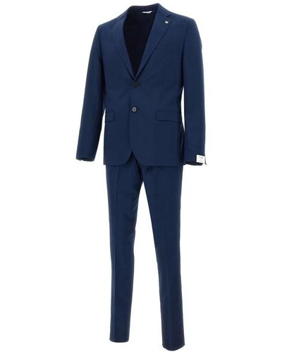 Manuel Ritz Single Breasted Suits - Blue