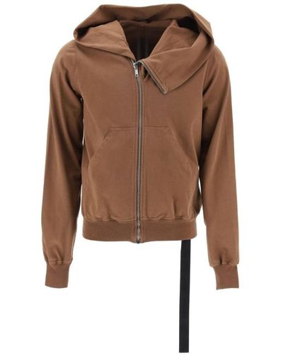 Rick Owens Drkshdw asymmetric hooded sweatshirt - Marrone