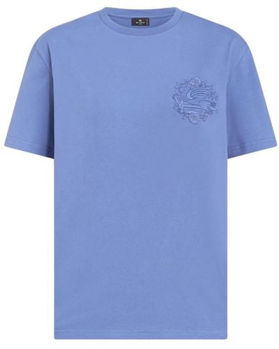 Etro Blau blumiges crew-neck t-shirt
