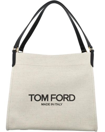 Tom Ford Weiße taschen mit magnetischem verschluss und lederriemen