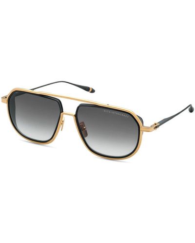 Dita Eyewear Stilvolle sonnenbrille gelbgold schwarz eisen - Mettallic