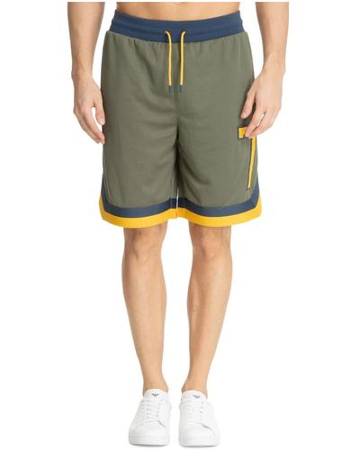 EA7 Bermuda shorts in einfarbigem design mit kordelzug - Grün