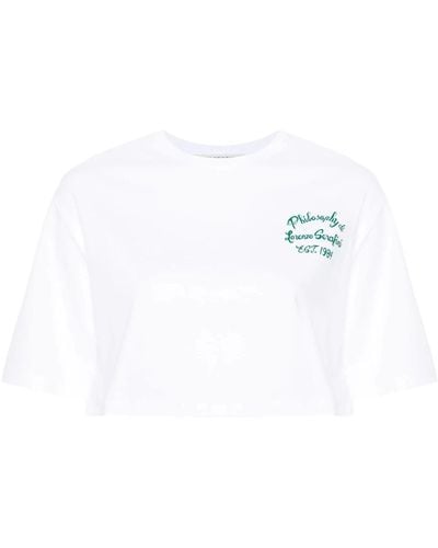 Philosophy Di Lorenzo Serafini Weißes baumwoll-t-shirt mit logo-print