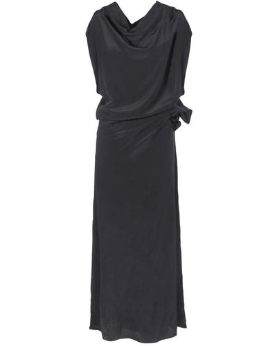 Alysi Vestido de seda sin mangas con drapeado - Negro