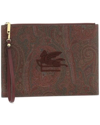 Etro Paisley pouch with embroidery - Marrone