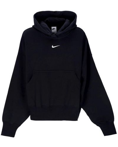 Nike Oversized fleece hoodie schwarz/weiß - Blau