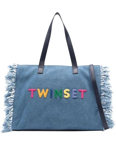 Twin Set Denim twin-set taschen mit fransendetails - Blau
