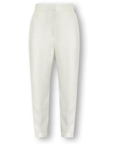 Alexander McQueen Pantalones con pliegues delanteros - Blanco
