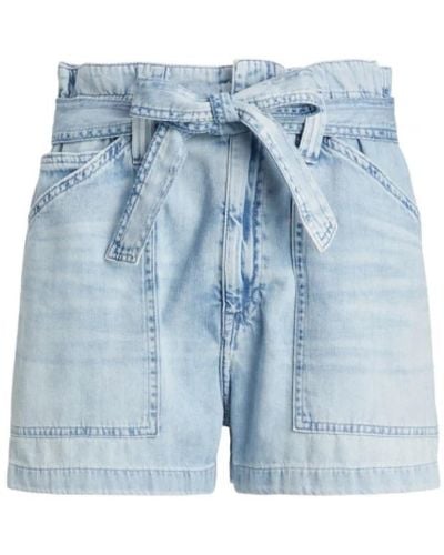 Polo Ralph Lauren Shorts paperbag de algodón con cinturón - Azul