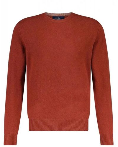 Hackett Maglione in lana di agnello con logo ricamato - Rosso