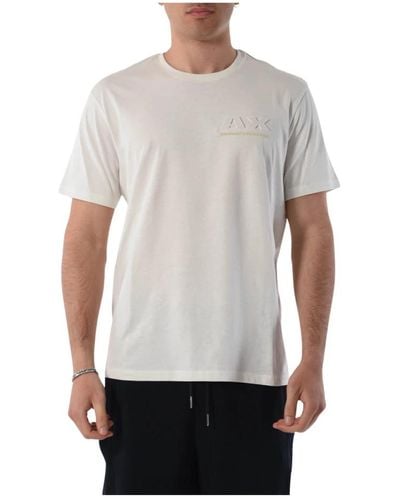 Armani Exchange Baumwoll-t-shirt mit brustlogo - Grau