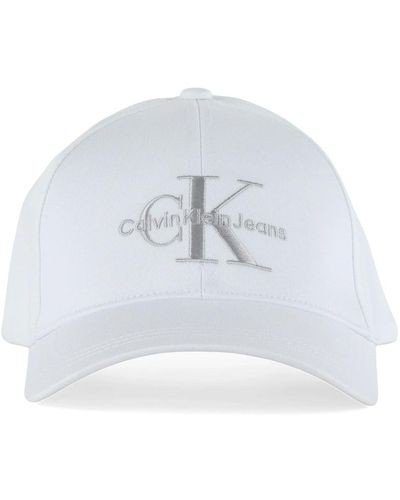 Calvin Klein Baumwoll logo bestickte kappe - Weiß