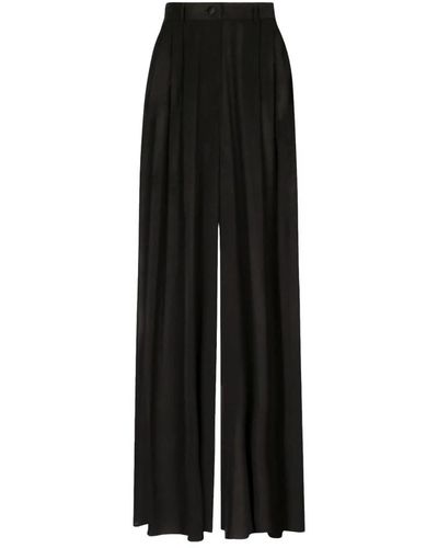 Dolce & Gabbana Pantalón de chiffon con shorts desmontables - Negro