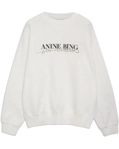 Anine Bing Ramona oversized sweatshirt mit schwarzem druck - Weiß