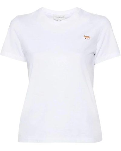 Maison Kitsuné Camiseta con parche de zorro firma - Blanco