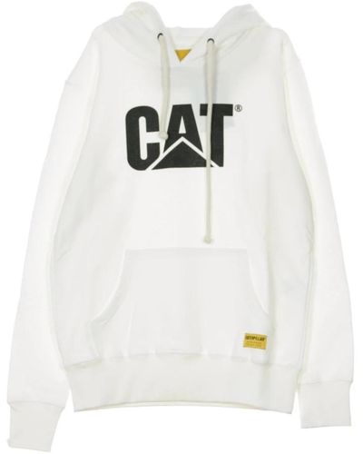 Caterpillar Großer logo kapuzenpullover - streetwear kollektion - Weiß