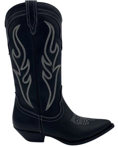 Sonora Boots Texano mid pelle impunture a vista nero - Blu
