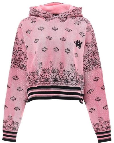 Amiri Cropped hoodie mit bandana-motiv - Pink