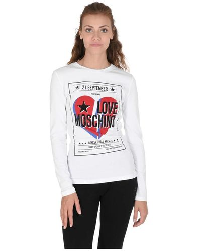 Love Moschino Camiseta de algodón spandex blanca - Blanco