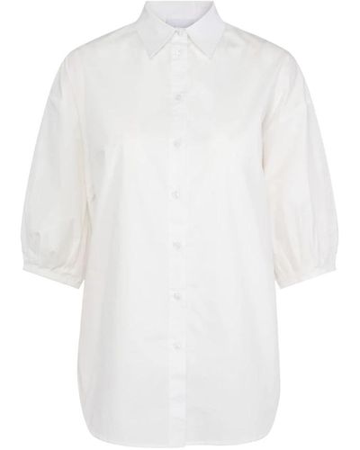 ONE & OTHER Popeline oversized shirt mit puffärmeln - Weiß