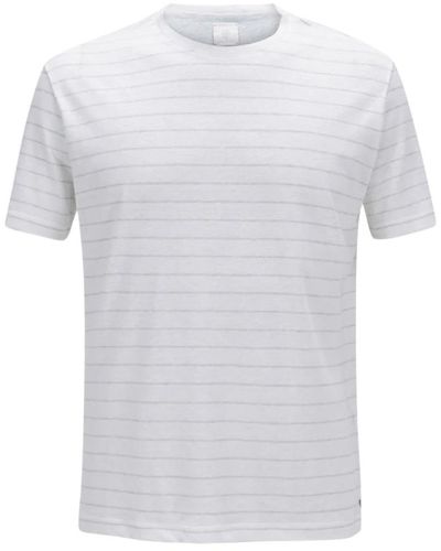 Eleventy Lässiges baumwoll-leinen-mix t-shirt - Weiß
